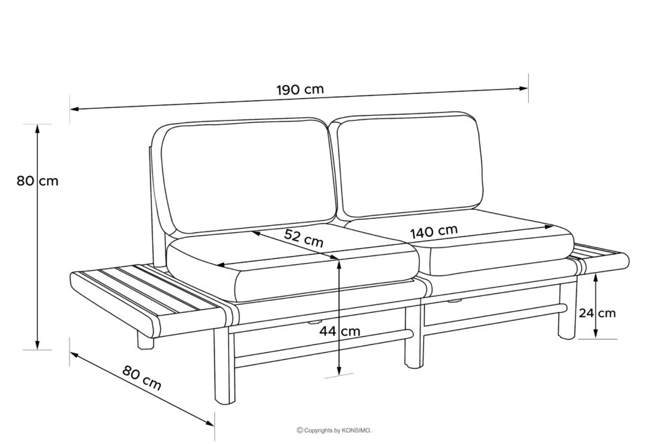 ATREDA Sofa ogrodowa drewniana w stylu boho pomarańczowy pomarańczowy/jesion naturalny - zdjęcie 13