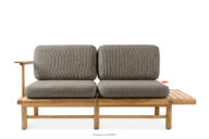 Sofa 2 ogrodowa z litego drewna jesionowego szary