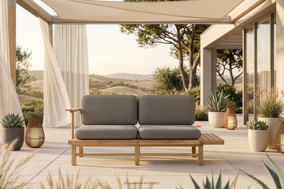 ATREDA Sofa 2 ogrodowa z litego drewna jesionowego szary szary/jesion naturalny - zdjęcie 1