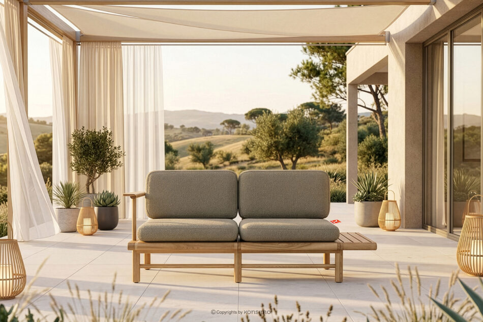 ATREDA Sofa 2 ogrodowa z litego drewna jesionowego beżowy beżowy/jesion naturalny - zdjęcie 1