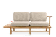 Sofa ogrodowa dwuosobowa z drewna jesionowego kremowy