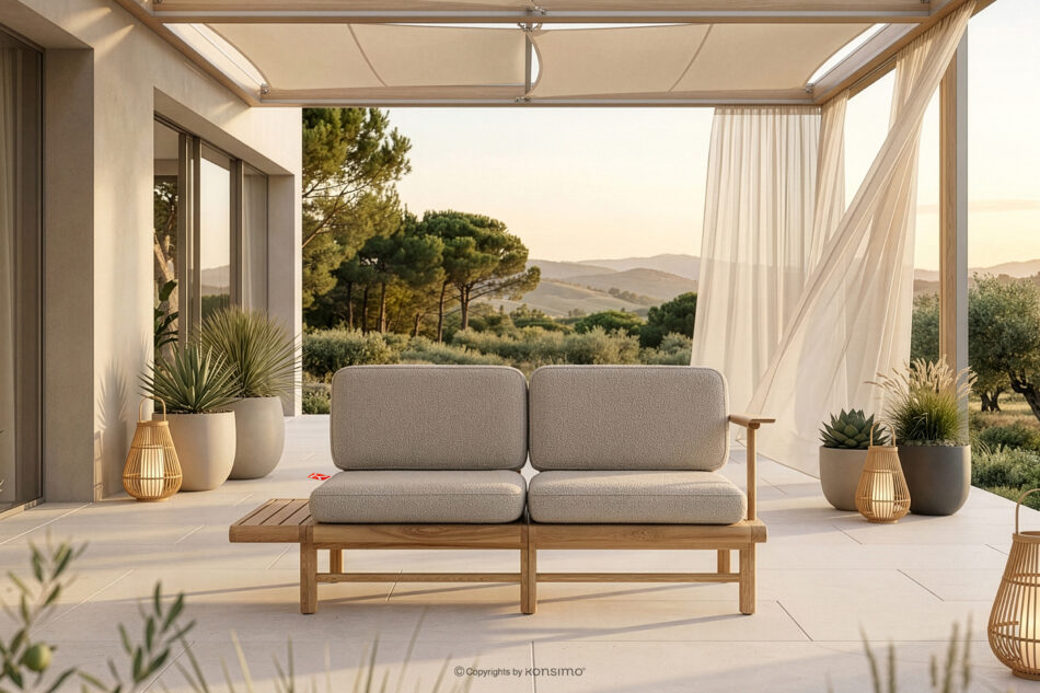 ATREDA Sofa ogrodowa dwuosobowa z drewna jesionowego kremowy kremowy/jesion naturalny - zdjęcie 1
