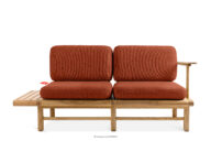 Sofa ogrodowa dwuosobowa z drewna jesionowego pomarańczowy