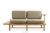 Sofa ogrodowa dwuosobowa z drewna jesionowego beżowy