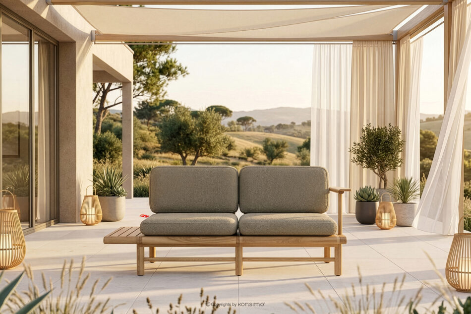 ATREDA Sofa ogrodowa dwuosobowa z drewna jesionowego beżowy beżowy/jesion naturalny - zdjęcie 1