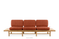 Sofa ogrodowa 3 drewniana w stylu boho pomarańczowy