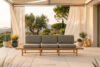 ATREDA Sofa ogrodowa 3 drewniana w stylu boho beżowy beżowy/jesion naturalny - zdjęcie 2
