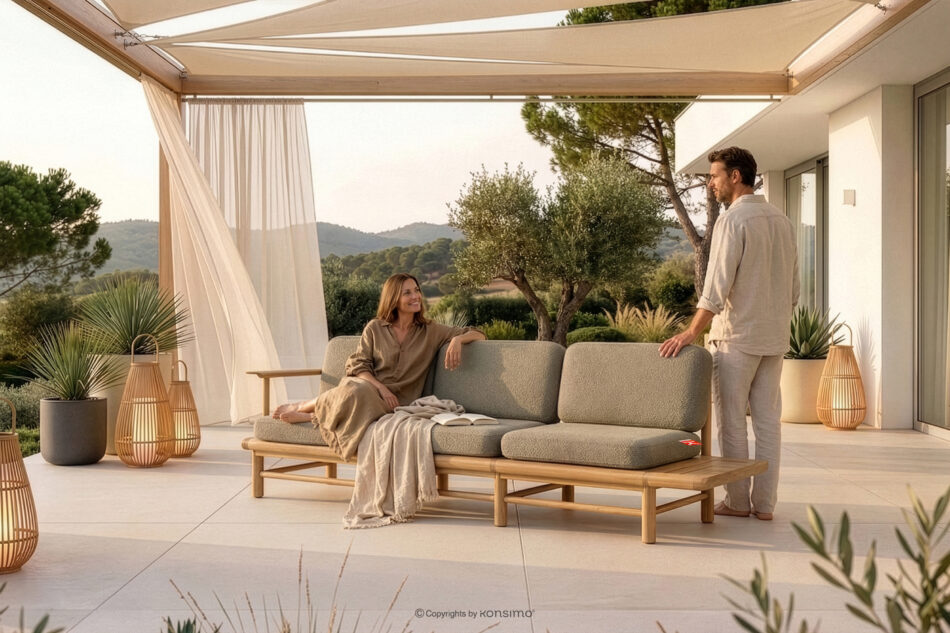 ATREDA Sofa 3 ogrodowa z litego drewna jesionowego kremowy kremowy/jesion naturalny - zdjęcie 22