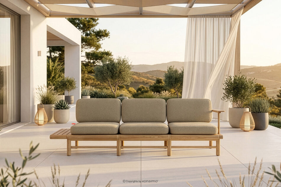 ATREDA Sofa ogrodowa trzyosobowa z drewna jesionowego beżowy beżowy/jesion naturalny - zdjęcie 1