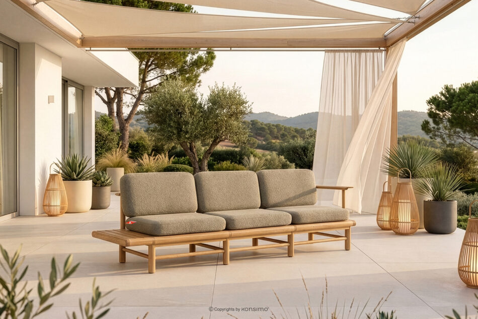 ATREDA Sofa ogrodowa trzyosobowa z drewna jesionowego beżowy beżowy/jesion naturalny - zdjęcie 22