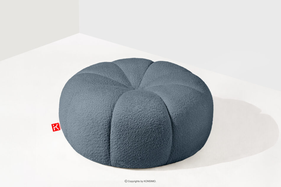 TOCA Puf do salonu w tkaninie boucle niebieski niebieski - zdjęcie 1