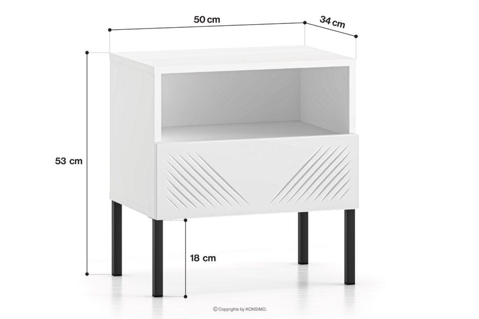 NEBRO Stolik nocny na czarnych nóżkach elegant biały/czarny - zdjęcie 4