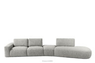Narożnik organic do salonu w tkaninie boucle jasny popielaty