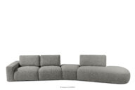Narożnik organic do salonu w tkaninie boucle ciemny popielaty