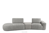 Sofa w tkaninie szenil i welur modułowa jasny szary