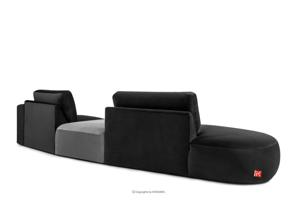 ZUCCO Sofa w tkaninie welur modułowa ciemny szary/jasny szary ciemny szary/jasny szary - zdjęcie 3