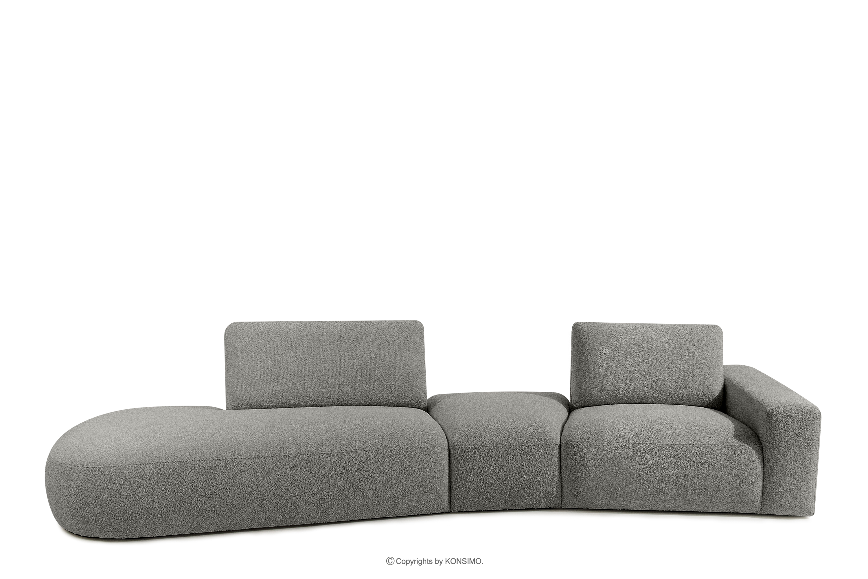 Sofa boucle modułowa ciemny popielaty