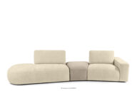 Sofa w tkaninie szenil i welur modułowa kremowy