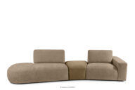 Sofa w tkaninie szenil i welur modułowa beżowy