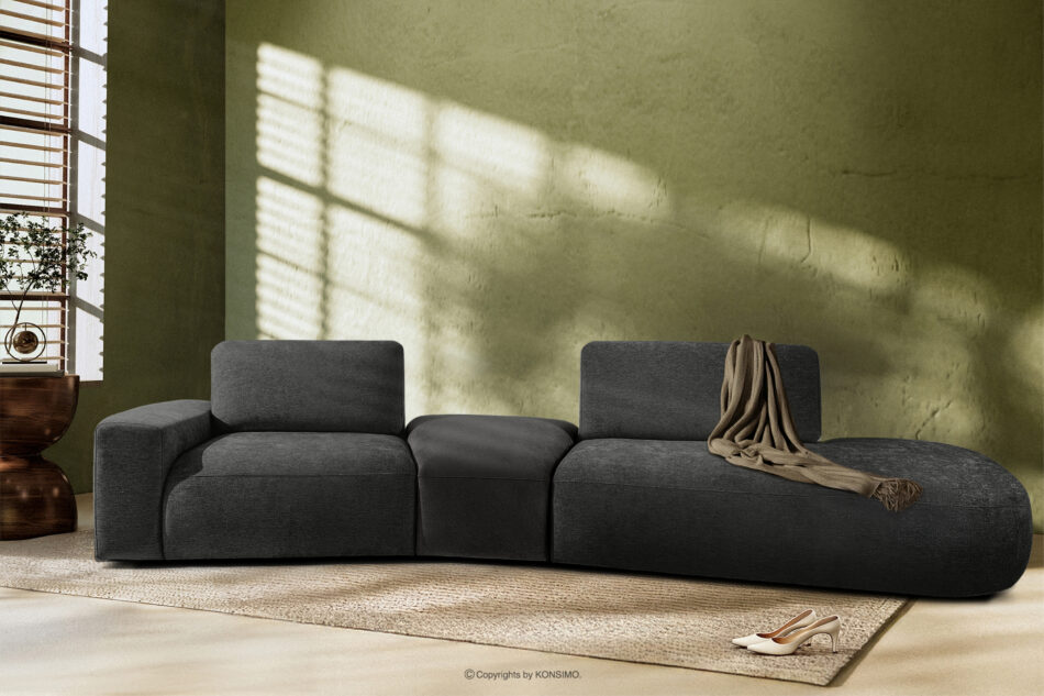 ZUCCO Sofa modułowa organic szenil/welur ciemny szary ciemny szary - zdjęcie 1