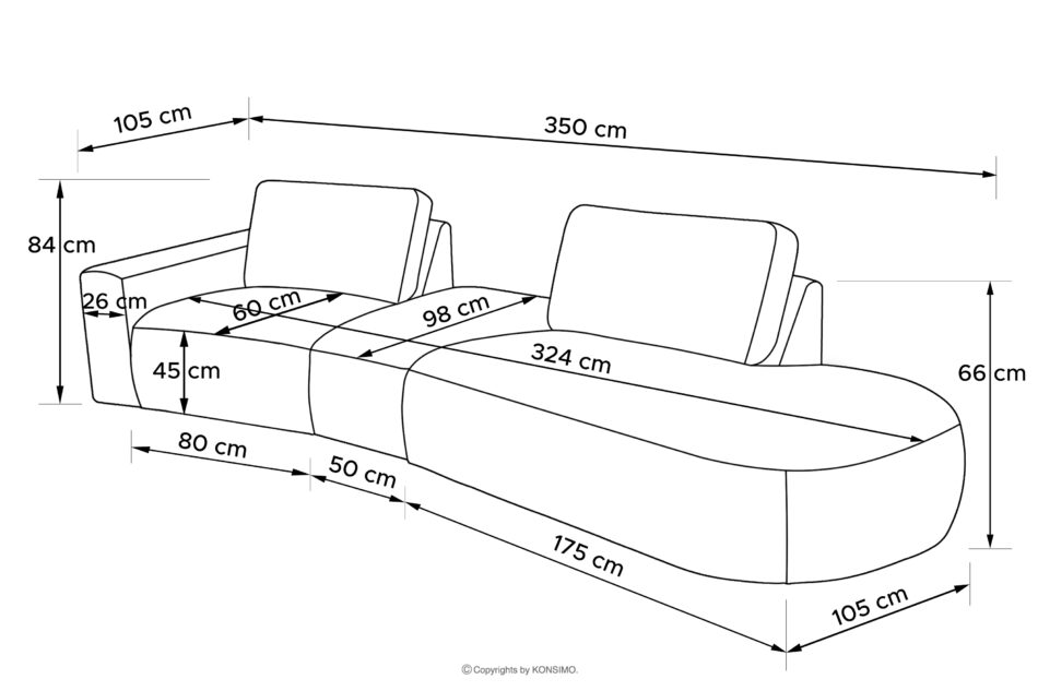 ZUCCO Sofa modułowa organic welur granatowy/niebieski granatowy/niebieski - zdjęcie 18