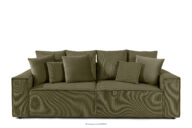 Sofa trzyosobowa z poduszkami sztruks/welur oliwkowy