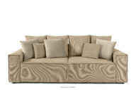 Sofa trzyosobowa z poduszkami sztruks/welur kremowy