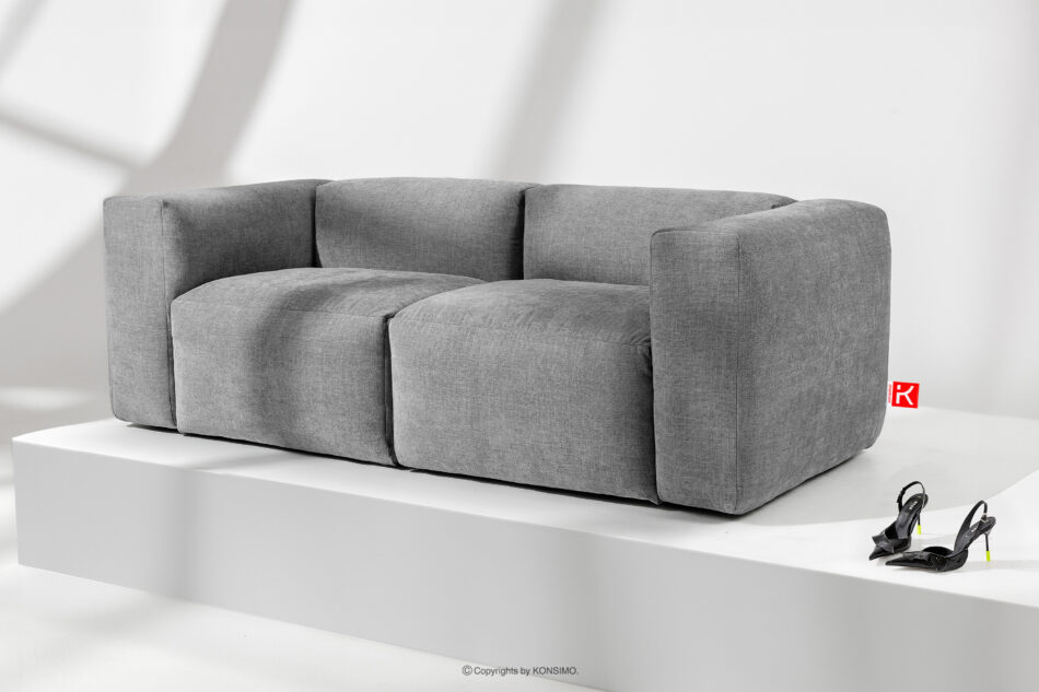 BUFFO Sofa boho modułowa dwuosobowa w tkaninie plecionej jasny popielaty jasny popielaty - zdjęcie 1