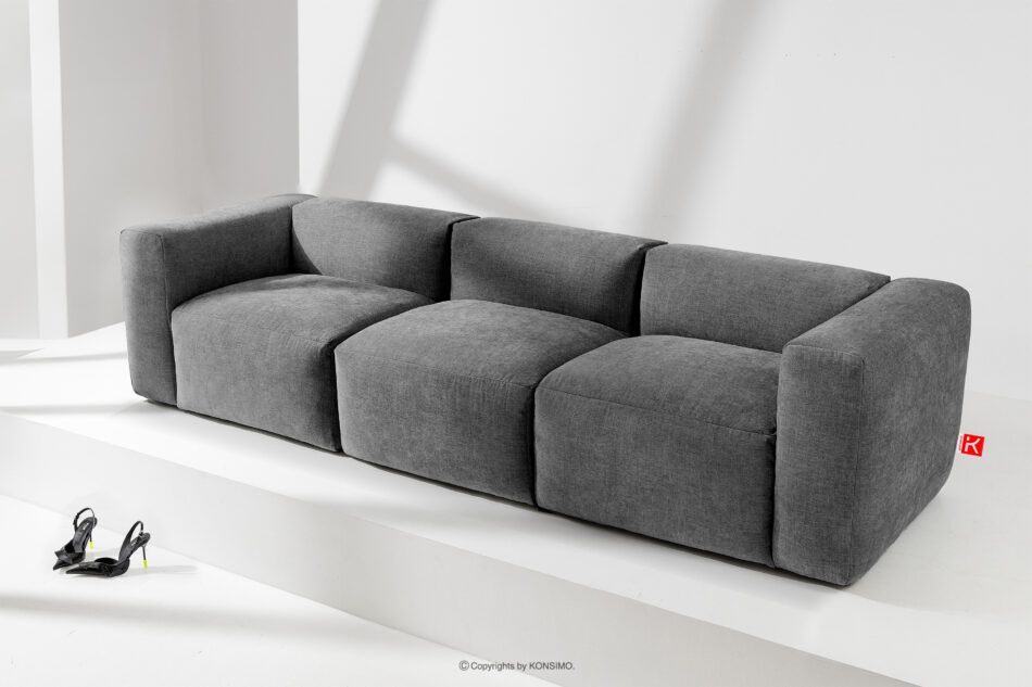 BUFFO Sofa 3 boho modułowa w tkaninie plecionej popielata popielaty - zdjęcie 1