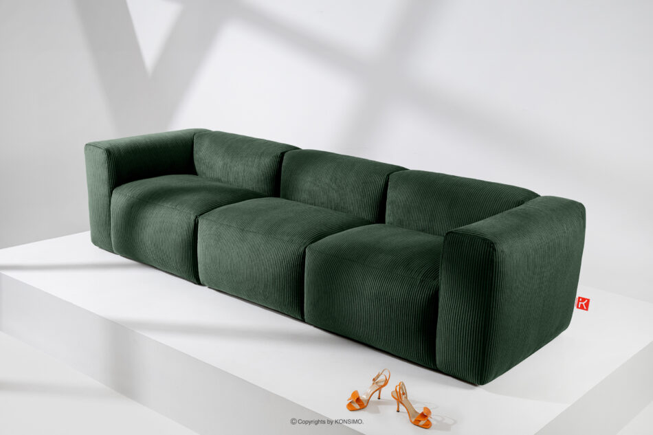 BUFFO Sofa 3 modułowa w tkaninie sztruks ciemny zielona ciemny zielony - zdjęcie 15