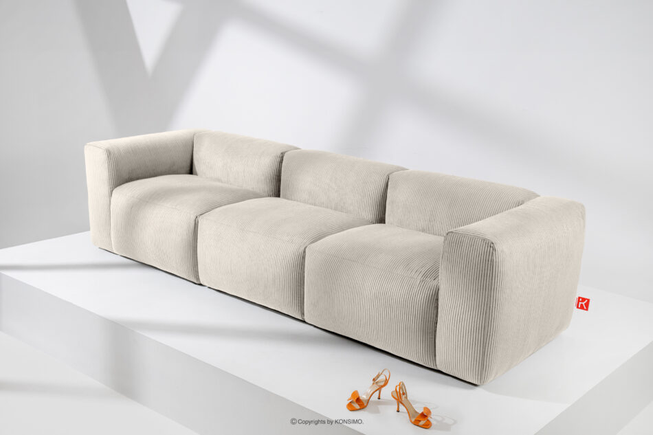 BUFFO Sofa 3 modułowa w tkaninie sztruks kremowa kremowy - zdjęcie 15