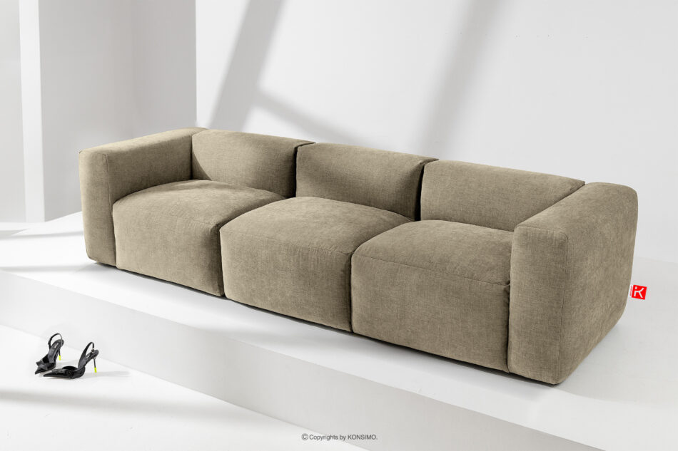 BUFFO Sofa 3 boho modułowa w tkaninie plecionej piaskowa piaskowy - zdjęcie 1