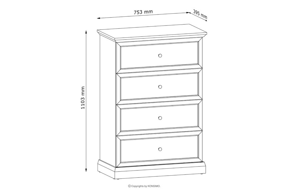 KATRIA Wąska komoda z szufladami classic czarny/dąb craft  czarny/dąb craft - zdjęcie 2