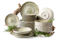 Zestaw obiadowy beżowy z porcelany 12 os. (36 el.)