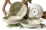 Talerz głęboki beżowy z porcelany 6szt.