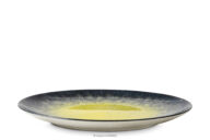Talerz obiadowy granatowy/żółty z porcelany