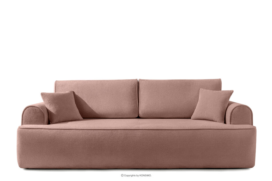 MESSO Sofa shaggy trzyosobowa rozkładana różowy różowy - zdjęcie 0