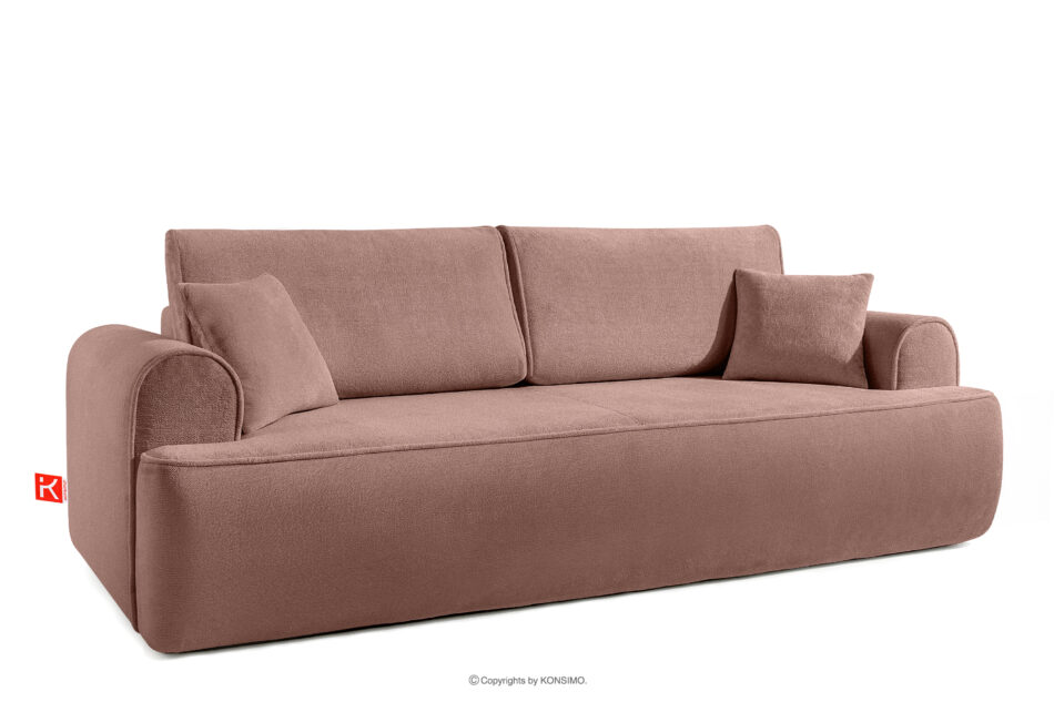MESSO Sofa shaggy trzyosobowa rozkładana różowy różowy - zdjęcie 2