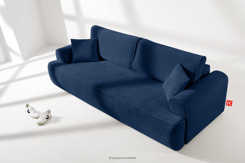 MESSO Sofa shaggy trzyosobowa rozkładana granatowy granatowy - zdjęcie 1