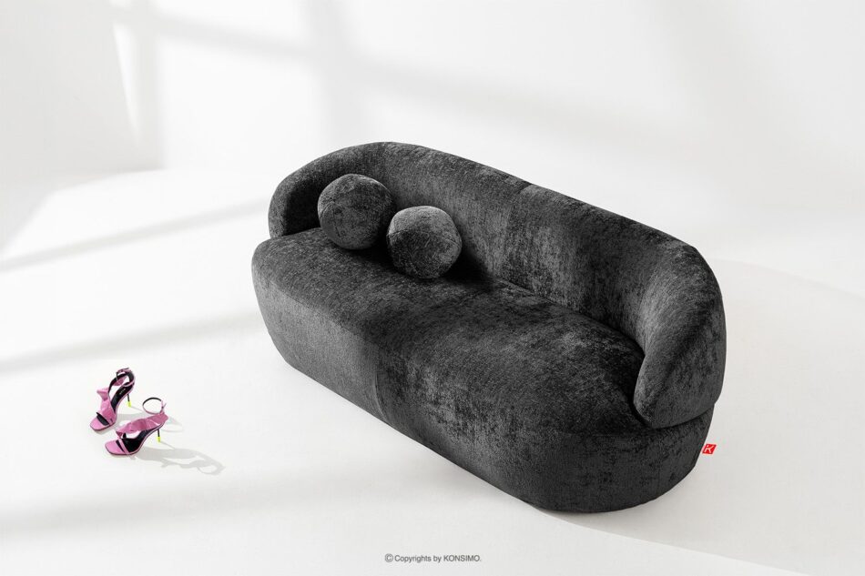 NELUM Nowoczesna sofa w tkaninie szenil antracytowy antracytowy - zdjęcie 1