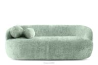 Zaokrąglona sofa w stylu modern tkanina szenil miętowy