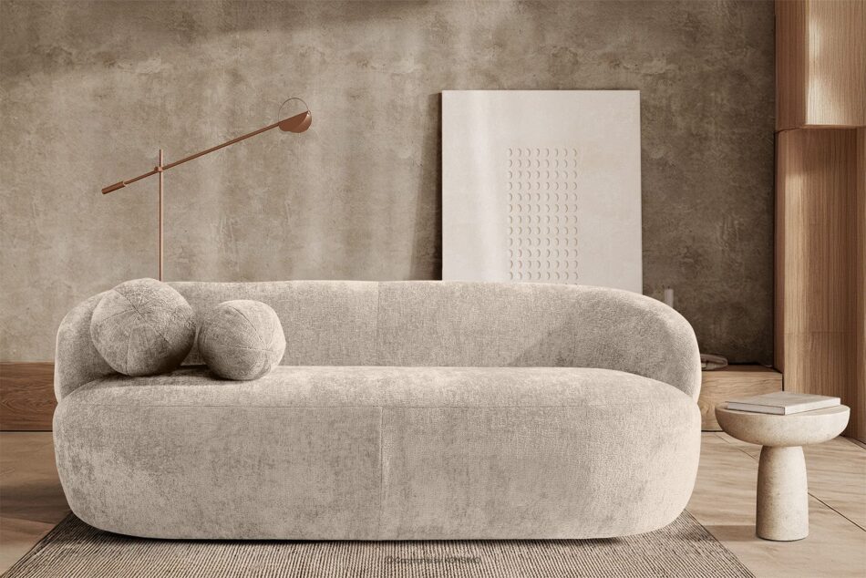 NELUM Nowoczesna sofa w tkaninie szenil kremowy kremowy - zdjęcie 7