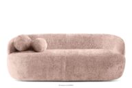 Zaokrąglona sofa w stylu modern tkanina szenil różowy
