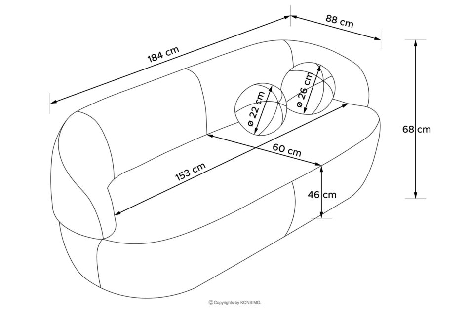 NELUM Nowoczesna sofa w tkaninie szenil antracytowy antracytowy - zdjęcie 8