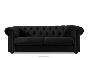 GRAVO, https://konsimo.pl/kolekcja/gravo/ Sofa chesterfield w welurze czarny czarny - zdjęcie