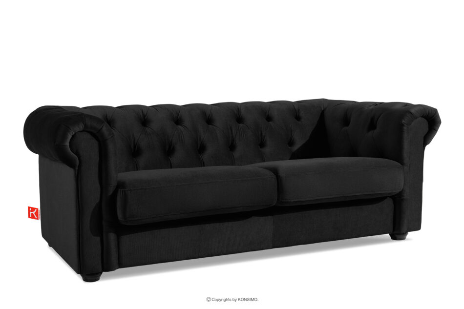 GRAVO Sofa chesterfield w welurze czarny czarny - zdjęcie 2