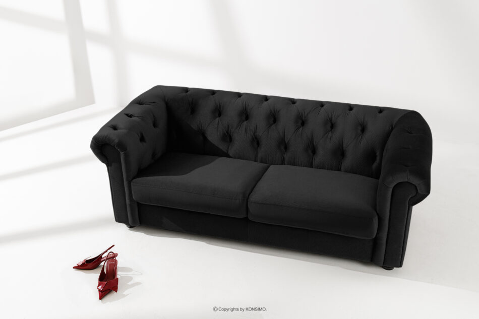 GRAVO Sofa chesterfield w welurze czarny czarny - zdjęcie 1