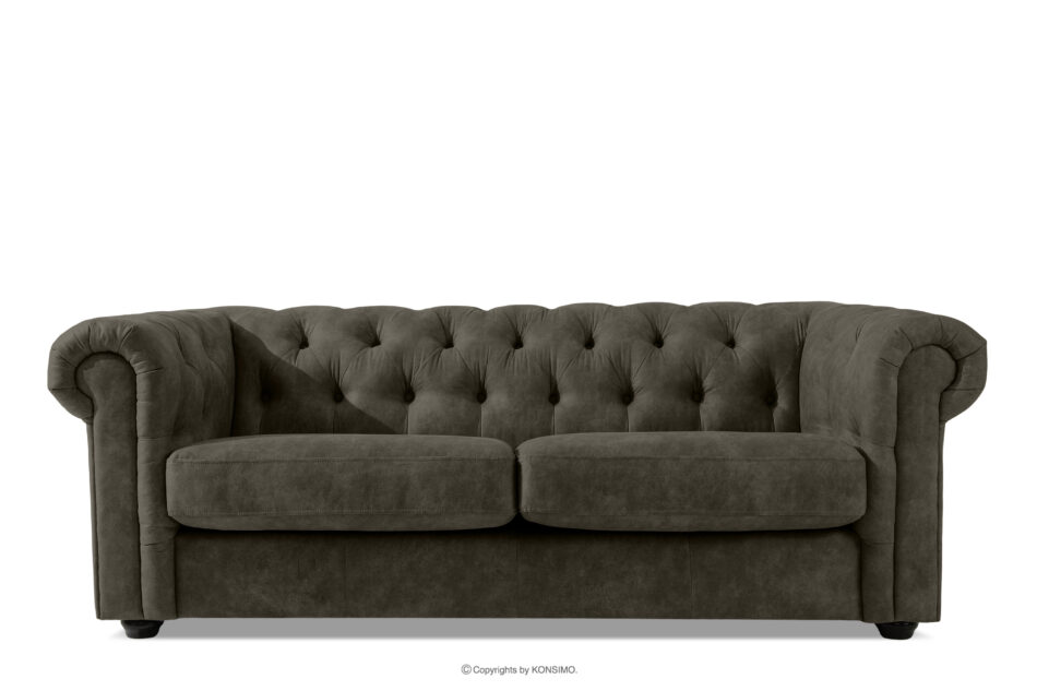 GRAVO Klasyczna sofa trzyosobowa chesterfield w ekoskórze grafitowy grafitowy - zdjęcie 0