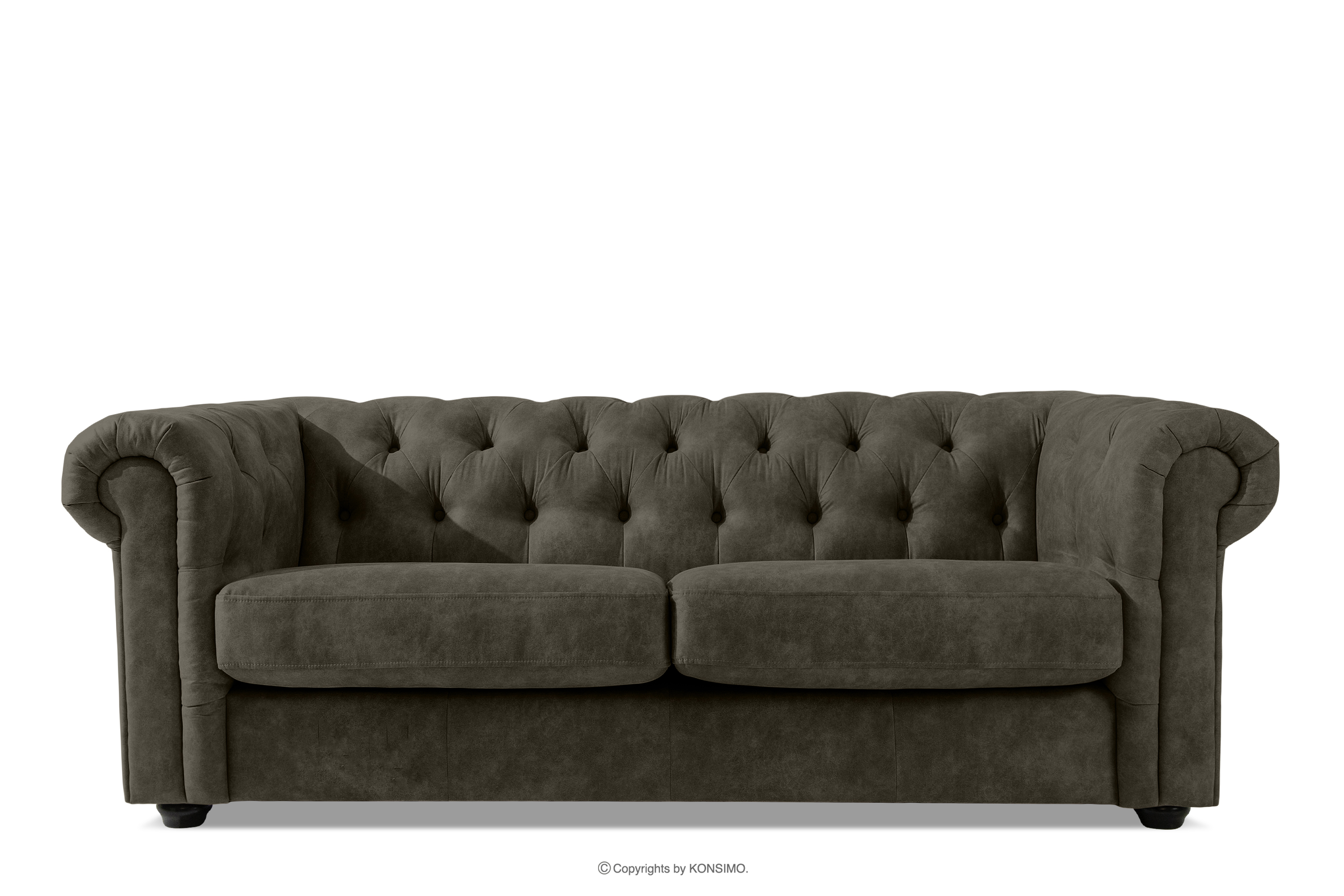 Klasyczna sofa trzyosobowa chesterfield w ekoskórze grafitowy