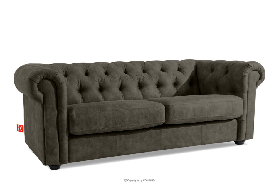 GRAVO Klasyczna sofa trzyosobowa chesterfield w ekoskórze grafitowy grafitowy - zdjęcie 2